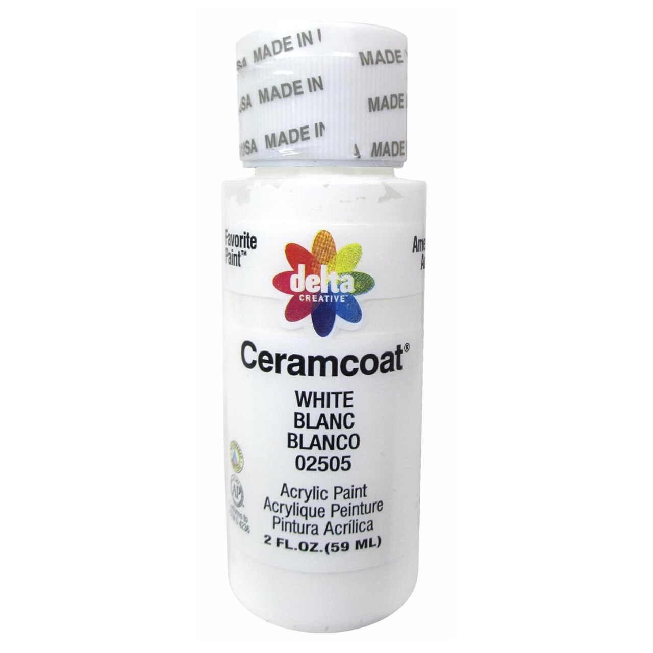 Delta Ceramcoat Acrylic Paint 2oz White – Multi-Surface Craft & Wood Paint for Painting Supplies, Canvas, DIY Projects, Artists & Hobbyists